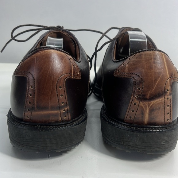 FootJoy ICON Brown & Tan Leather Oxford Style Spike Golf Shoe - Picture 5 of 10